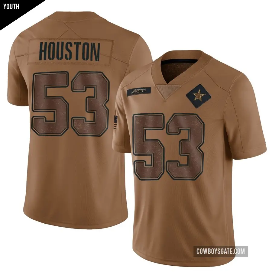 Youth Dallas Cowboys ＃53 James Houston Brown Limited 2023 Salute To Service Jersey