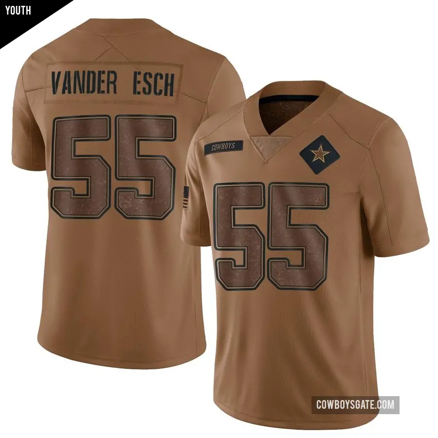 Youth Dallas Cowboys ＃55 Leighton Vander Esch Brown Limited 2023 Salute To Service Jersey