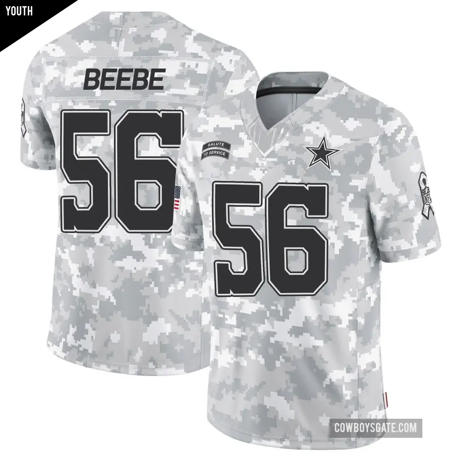 Youth Dallas Cowboys ＃56 Cooper Beebe Arctic Camo Limited 2024 Salute to Service Jersey