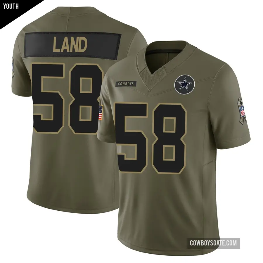 Youth Dallas Cowboys ＃58 Isaiah Land Olive Limited 2025 Salute to Service Jersey