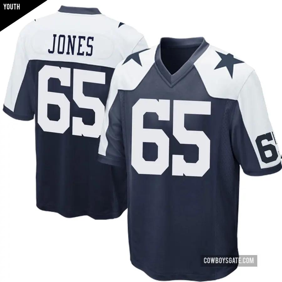 Youth Dallas Cowboys ＃65 Rob Jones Navy Blue Game Throwback Jersey