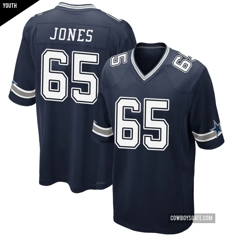 Youth Dallas Cowboys ＃65 Rob Jones Navy Game Team Color Jersey