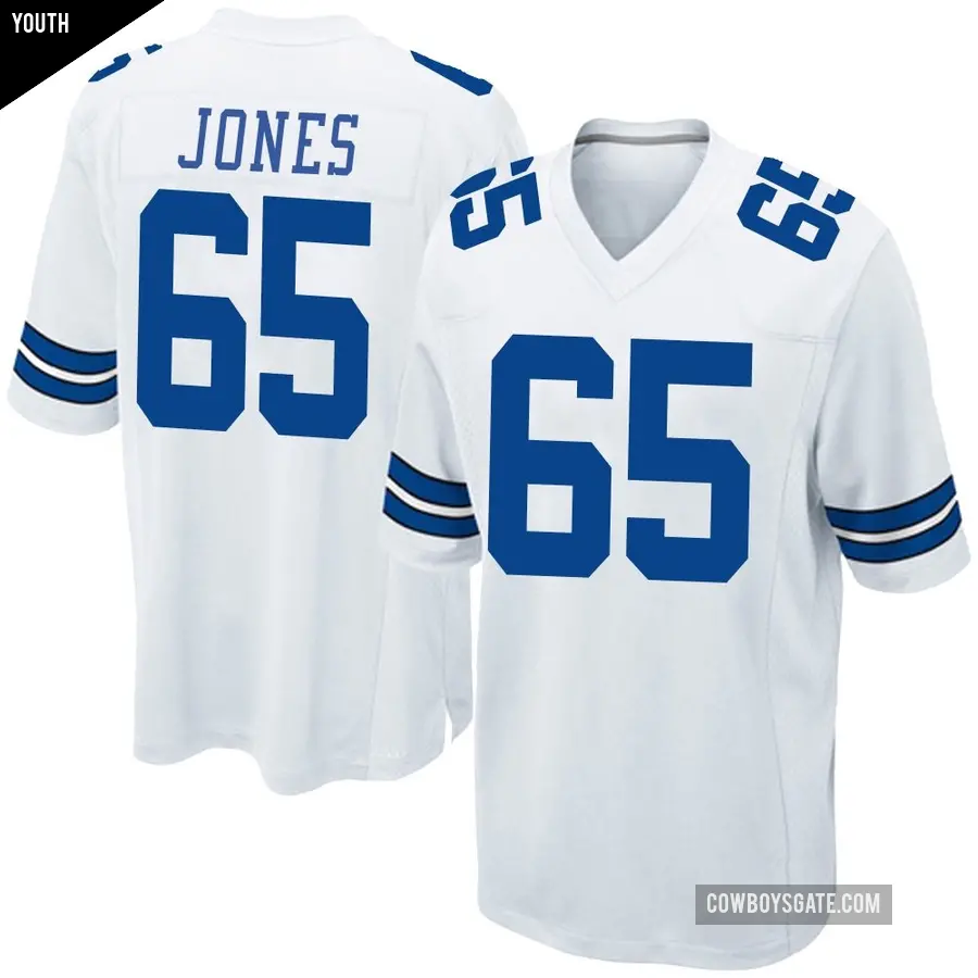 Youth Dallas Cowboys ＃65 Rob Jones White Game Jersey
