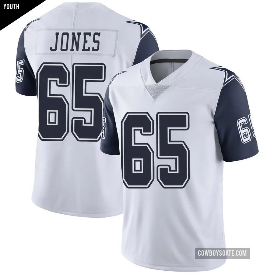 Youth Dallas Cowboys ＃65 Rob Jones White Limited Color Rush Vapor Untouchable Jersey