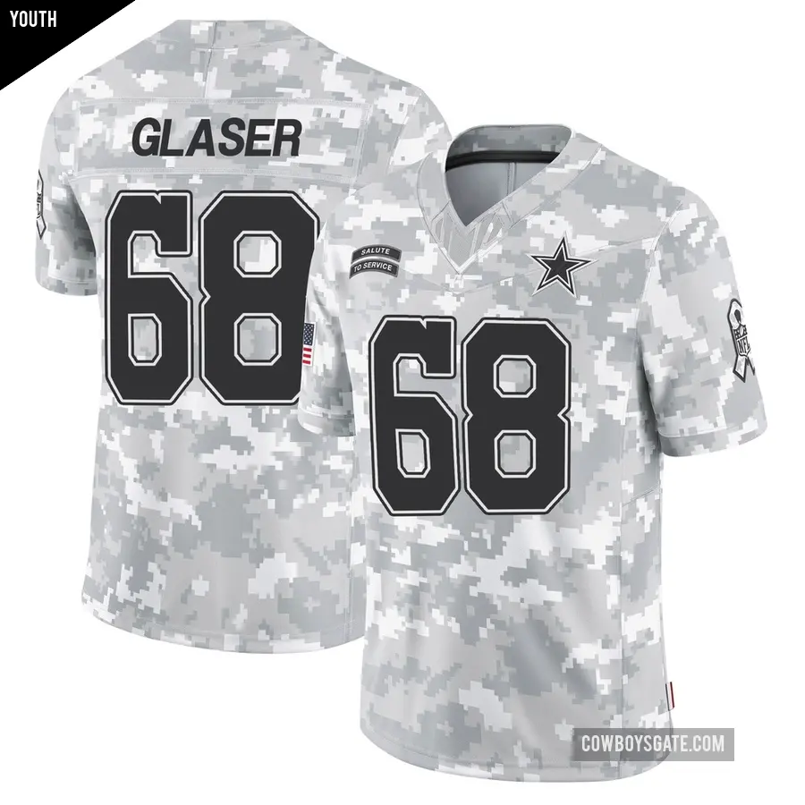Youth Dallas Cowboys ＃68 Chris Glaser Arctic Camo Limited 2024 Salute to Service Jersey