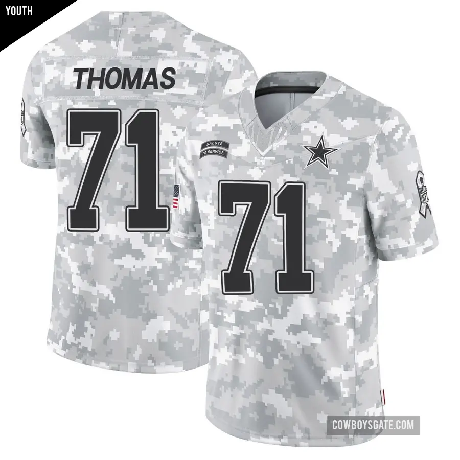 Youth Dallas Cowboys ＃71 Nate Thomas Arctic Camo Limited 2024 Salute to Service Jersey