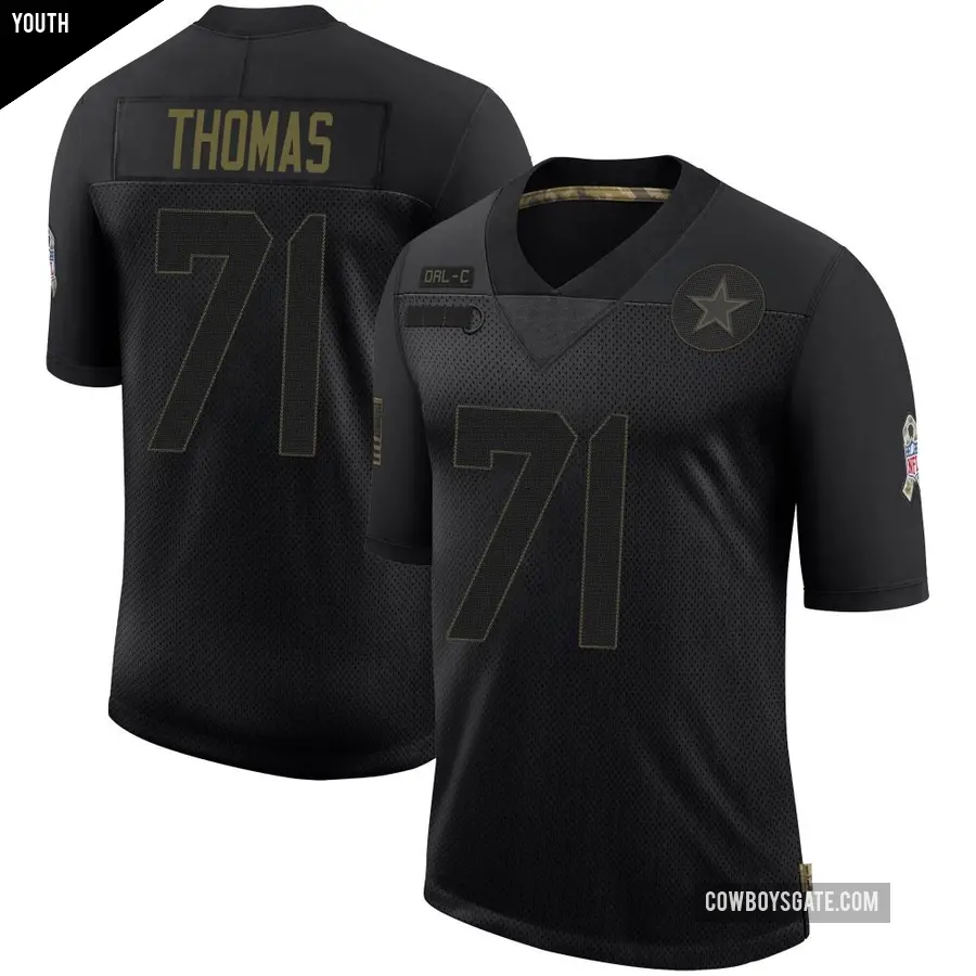 Youth Dallas Cowboys ＃71 Nate Thomas Black Limited 2020 Salute To Service Jersey