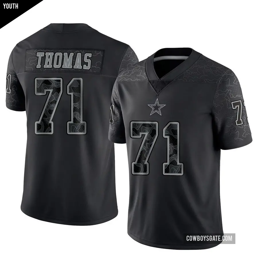 Youth Dallas Cowboys ＃71 Nate Thomas Black Limited Reflective Jersey