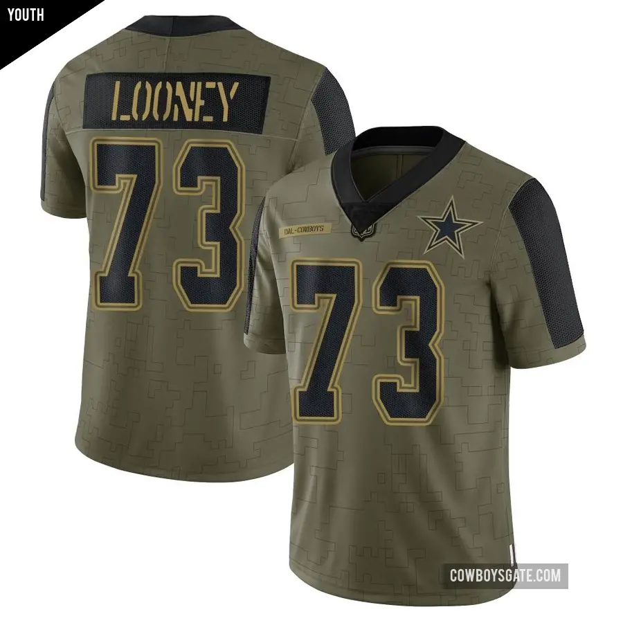 Youth Dallas Cowboys ＃73 Joe Looney Olive Limited 2021 Salute To Service Jersey