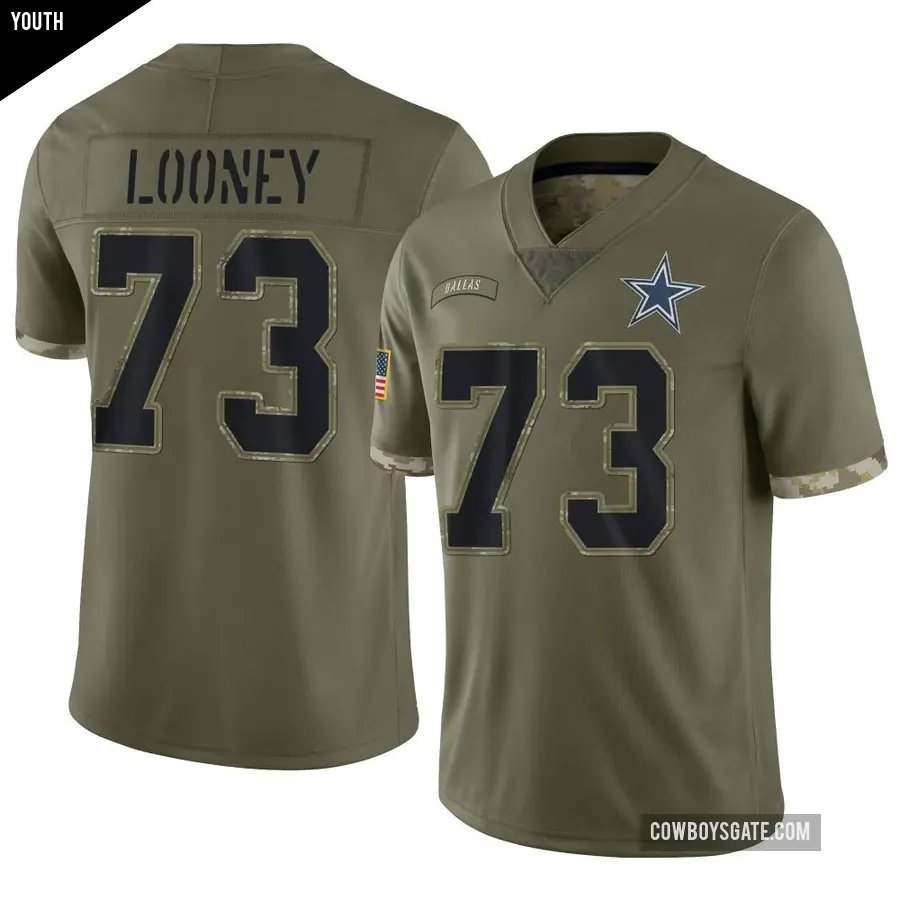 Youth Dallas Cowboys ＃73 Joe Looney Olive Limited 2022 Salute To Service Jersey