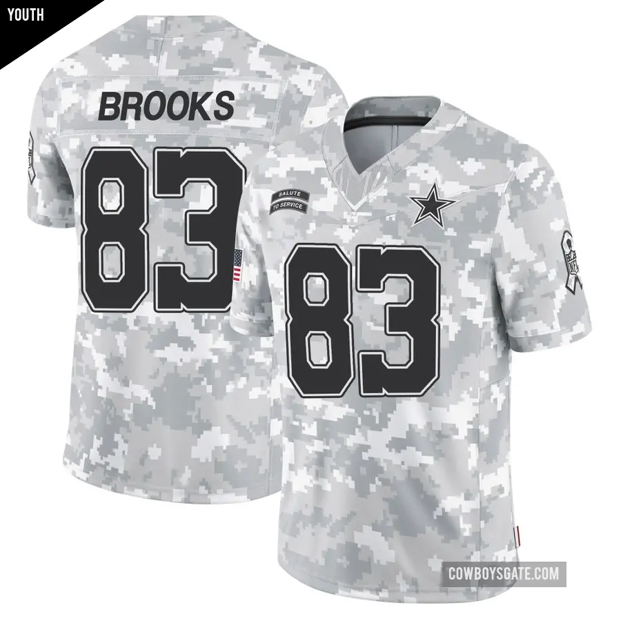 Youth Dallas Cowboys ＃83 Jalen Brooks Arctic Camo Limited 2024 Salute to Service Jersey