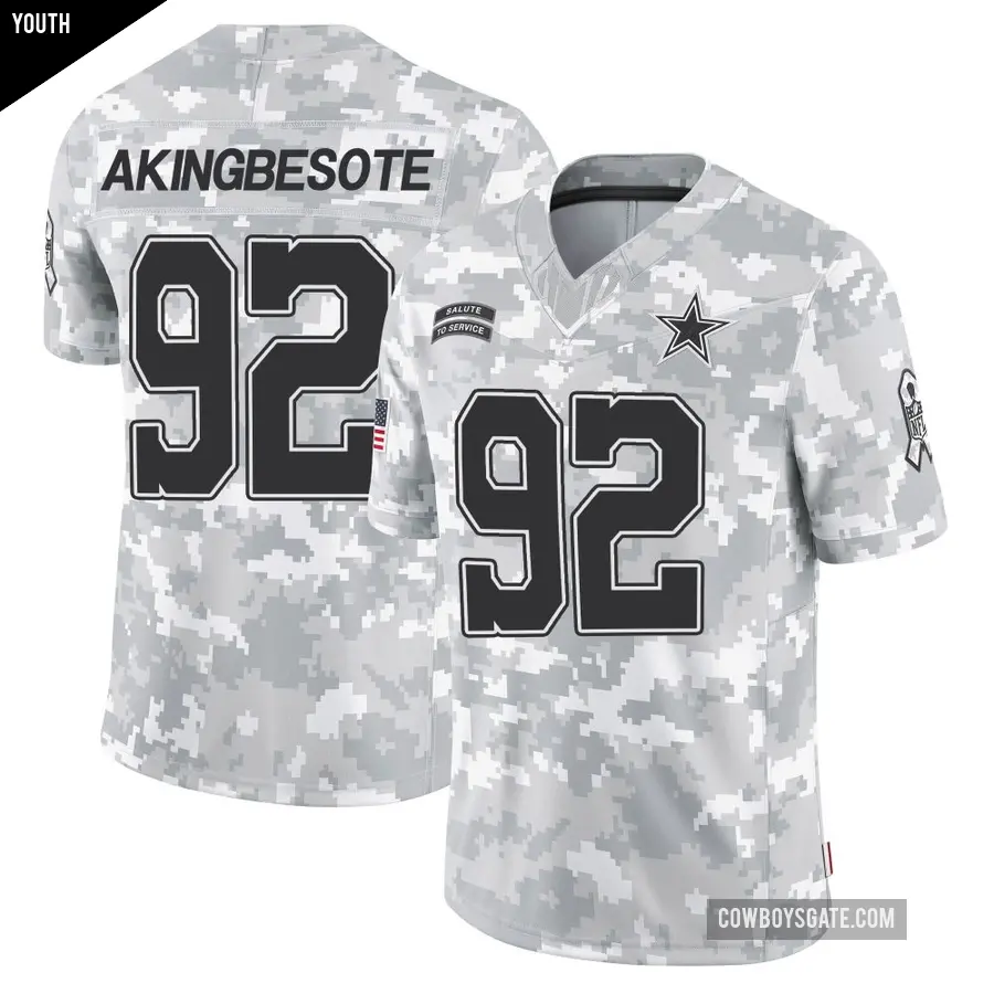 Youth Dallas Cowboys ＃92 Tommy Akingbesote Arctic Camo Limited 2024 Salute to Service Jersey