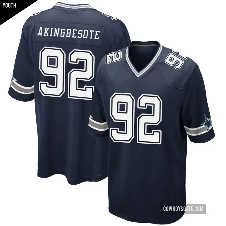 Youth Dallas Cowboys ＃92 Tommy Akingbesote Navy Game Team Color Jersey