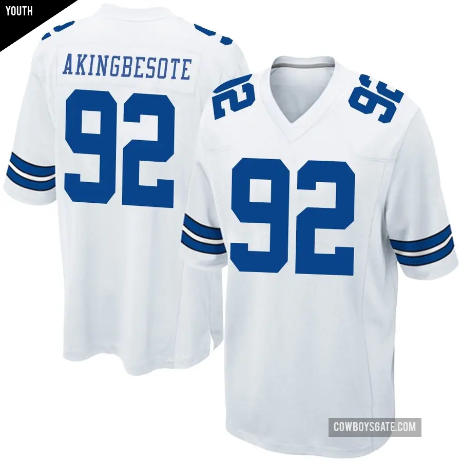 Youth Dallas Cowboys ＃92 Tommy Akingbesote White Game Jersey