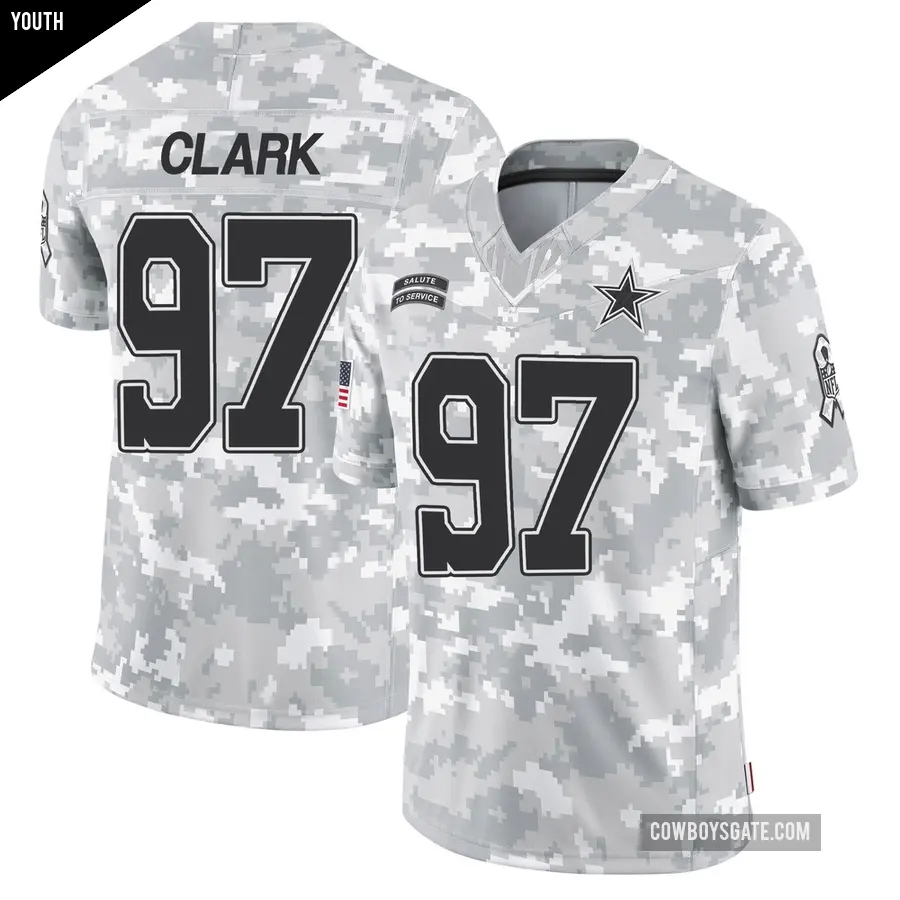 Youth Dallas Cowboys ＃97 Kenny Clark Arctic Camo Limited 2024 Salute to Service Jersey