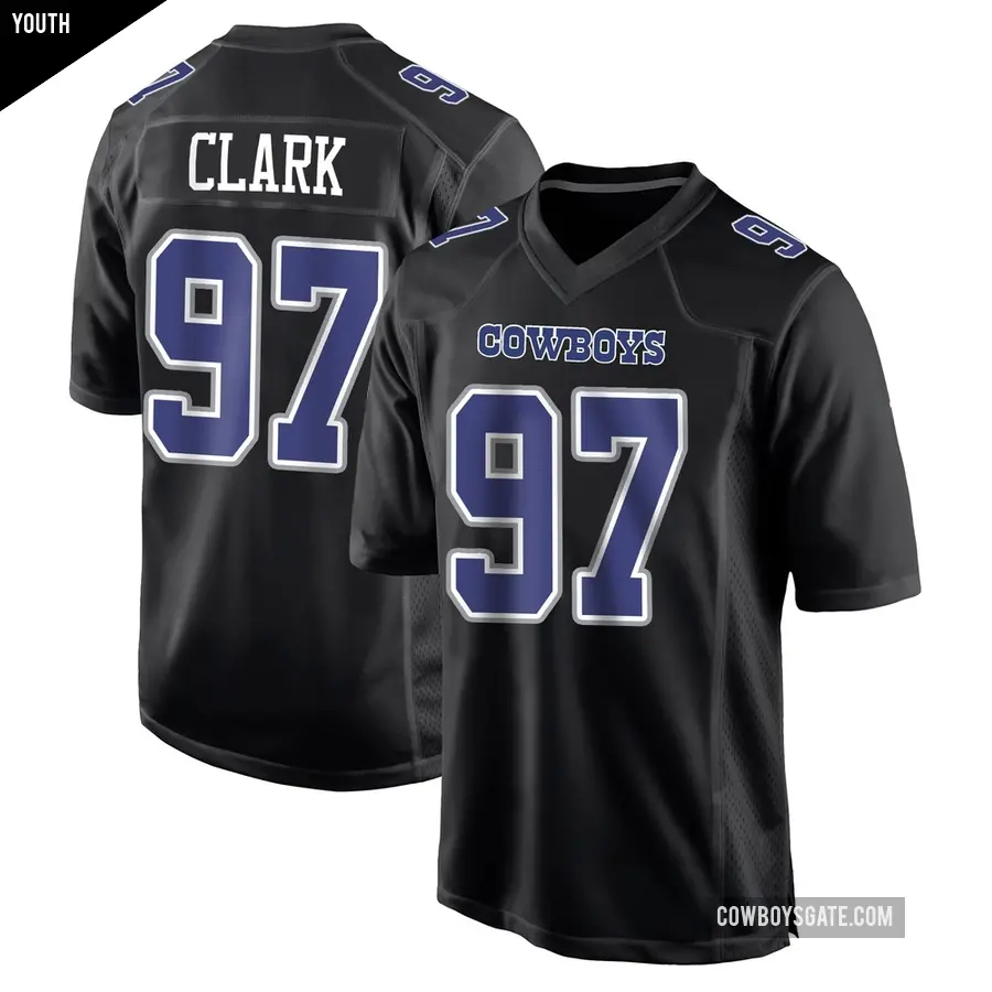 Youth Dallas Cowboys ＃97 Kenny Clark Black Game Carbon Fashion Jersey